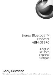 Sony Ericsson HBH-DS970 User Guide
