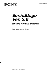 Sony MZ-NH900 SonicStage v2.0 Operating Guide
