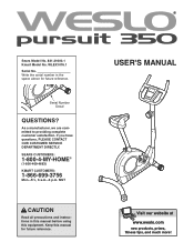 Weslo Pursuit 350 Bike English Manual