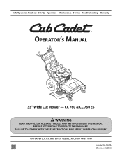 Cub Cadet CC 800 Operation Manual