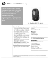 HP NU566AA HP Wireless Comfort (Red) Mobile Mouse - Datasheet