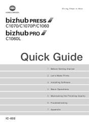 Konica Minolta bizhub PRO C1060L bizhub PRESS C1070/C1070P/C1060/bizhub PRO C1060L IC-602 Quick Guide