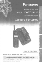 Panasonic KXTC1481B KXTC1481B User Guide