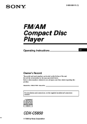 Sony CDX-C5850 Operating Instructions  (primary manual)