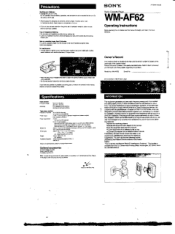Sony WM-AF62 Users Guide