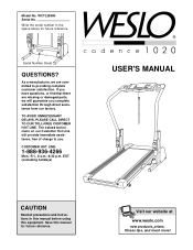 Weslo Cadence 1020 Treadmill Canadian English Manual