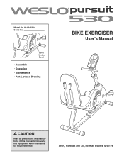 Weslo Pursuit 530 Bike English Manual