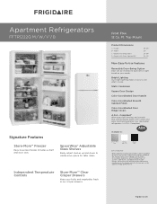 Frigidaire FFTR1222QW Product Specifications Sheet