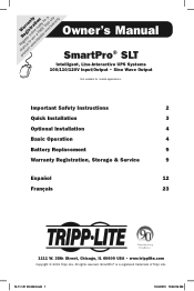Tripp Lite SMART750SLT Owner's Manual for SmartPro SLT UPS 932442