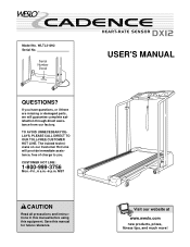 Weslo Cadence Dx12 Treadmill English Manual