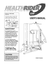 HealthRider 230 Gym English Manual