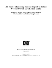 HP 376227-B21 Fabric Clustering System 24-port 4x Fabric Copper Switch Installation Guide, March 2005