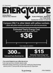 Maytag MVWC555DW Energy Guide
