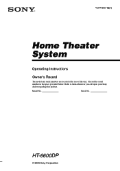Sony HT-6600DP Operating Instructions