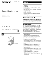 Sony MDR-XB700 Operating Instructions