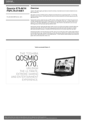 Toshiba X70 PSPLTA-014001 Detailed Specs for Qosmio X70 PSPLTA-014001 AU/NZ; English