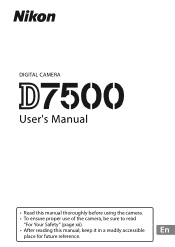Nikon D7500 Users Manual - English for customers in the Americas