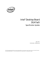Intel DG41WV Intel Desktop Board DG41WV Specification Update