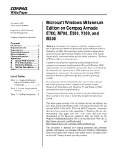 Compaq Armada V300 Installing Microsoft Windows Millennium Edition on Compaq Armada E700, M700, E500, V300, and M300