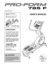 ProForm 785 F Elliptical English Manual