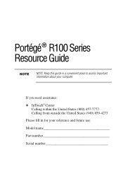 Toshiba Portege R100 Resource Guide