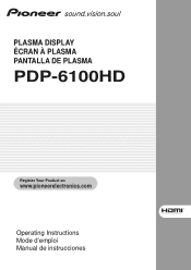Pioneer PDP6100HD Owner's Manual