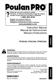 Poulan PP3816A Owner Manual