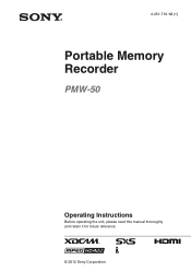 Sony PMW50 User Manual (PMW-50 Portable SxS Recorder Operation Manual)