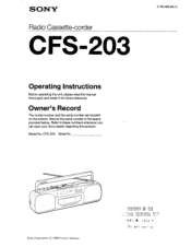 Sony CFS-203 Users Guide