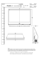 Sony KDF-46E3000 Dimensions Diagram