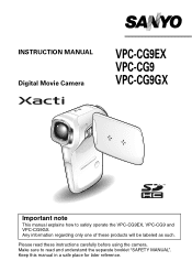 Sanyo VPC-CG9 Instruction Manual, VPC-CG9EX
