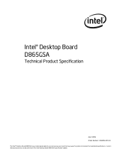 Intel BOXD865GSAL Product Specification