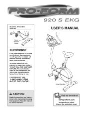 ProForm 920s Ekg English Manual