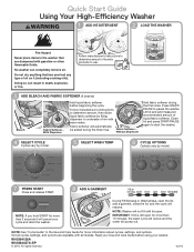 Whirlpool WTW4616FW Quick Reference Sheet