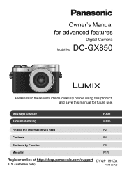 Panasonic DC-GX850 Advanced Owners Manual