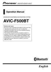 Pioneer AVICF500BT Owner's Manual