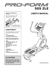 ProForm 505 Zle Instruction Manual