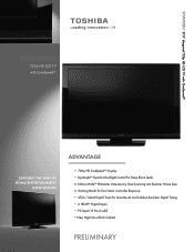 Toshiba 37AV502U Printable Spec Sheet