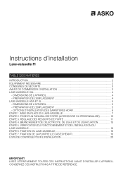 Asko D5526XLFI Installation instructions FR