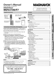 Magnavox MDV2100 User manual,  English (US)