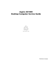 Acer Aspire X1420G Acer Aspire X1400 and X1420 Desktop Series Service Guide