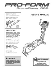 ProForm Spacesaver 600 Elliptical English Manual