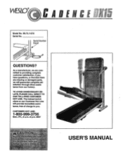 Weslo Cadence Dx15 Treadmill English Manual