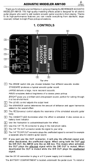 Behringer ACOUSTIC MODELER AM100 Manual