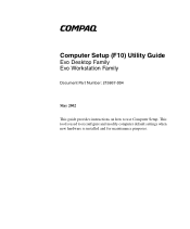 Compaq Evo D310v Computer Setup (F10) Utility Guide, Compaq Evo Desktop Family