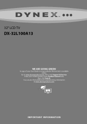 Dynex DX-32L100A13 Important Information (English)