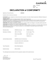Garmin GHS 20 Wireless VHF Handset Declaration of Conformity