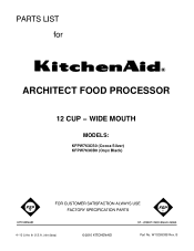 KitchenAid KFPW763OB Parts List