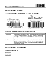 Lenovo ThinkPad 11e Chromebook (AP/LA) Regulatory Notice for Intel Dual Band Wireless-AC 7260 (7260NGW)