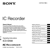 Sony ICD-SX68DR9 Operating Instructions